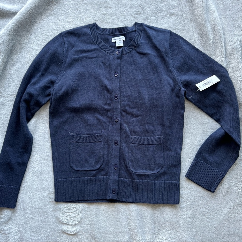 Amazon Essentials Dark Blue Knitted Cardigan for Girls. Size: L (10)